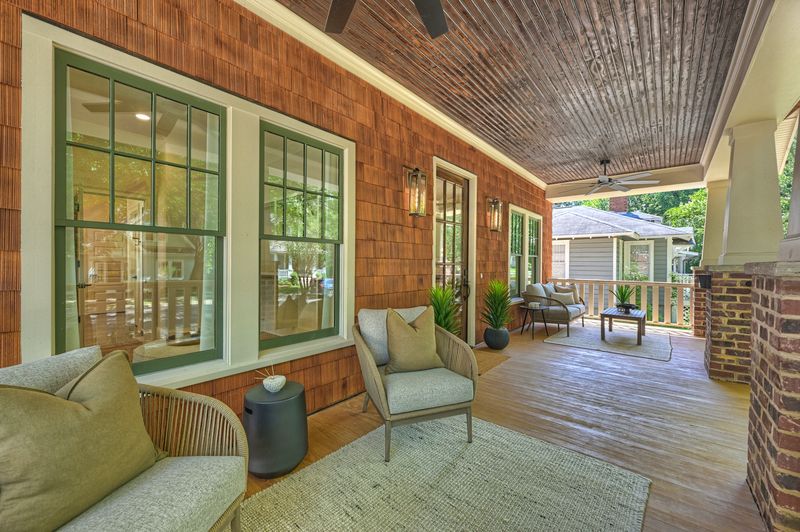 Covered front porch with seating