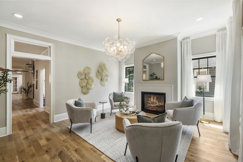 Formal living room at dusk