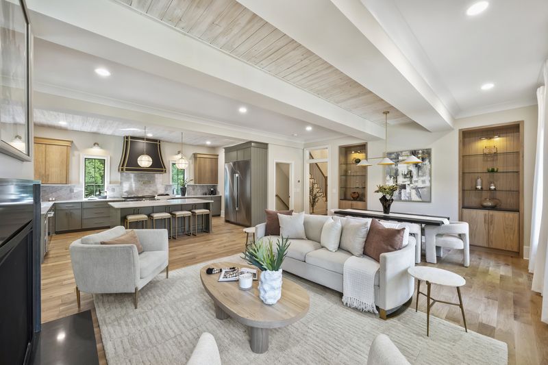 Great room with exposed beams
