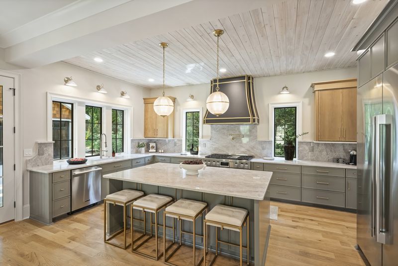 Kitchen and island