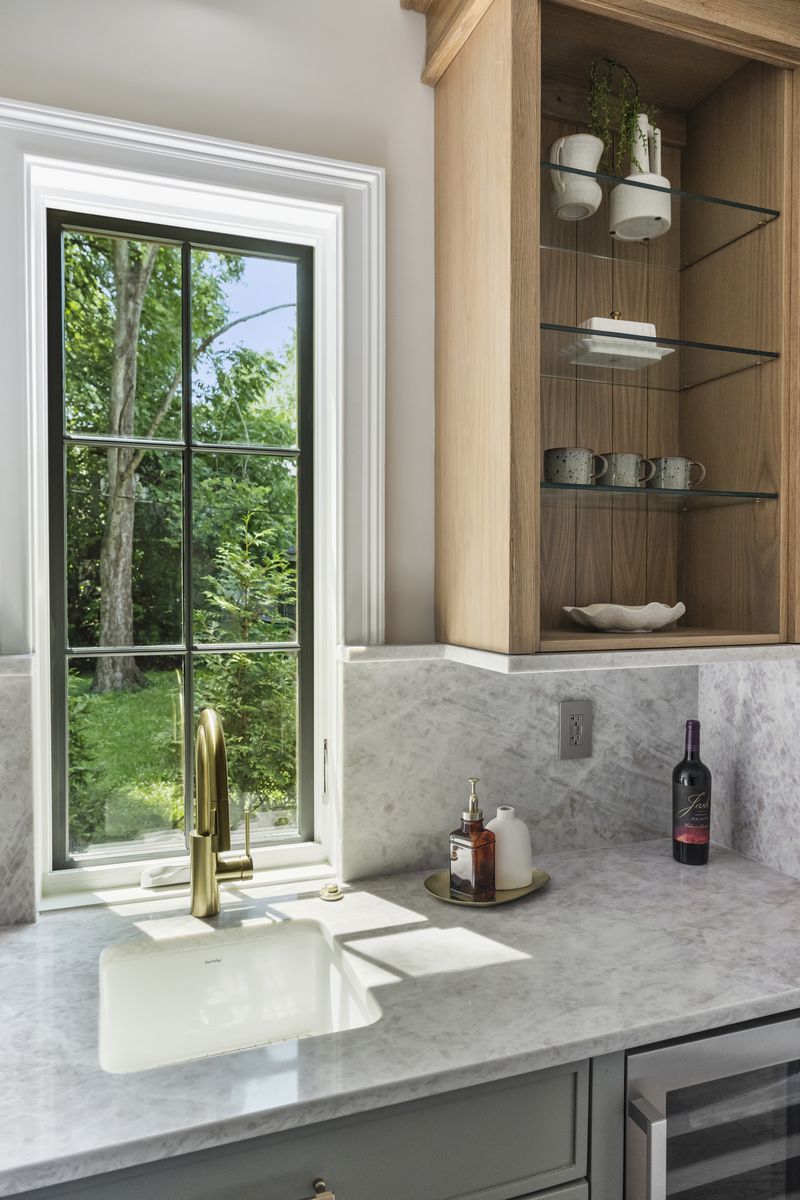 Scullery with floating shelves