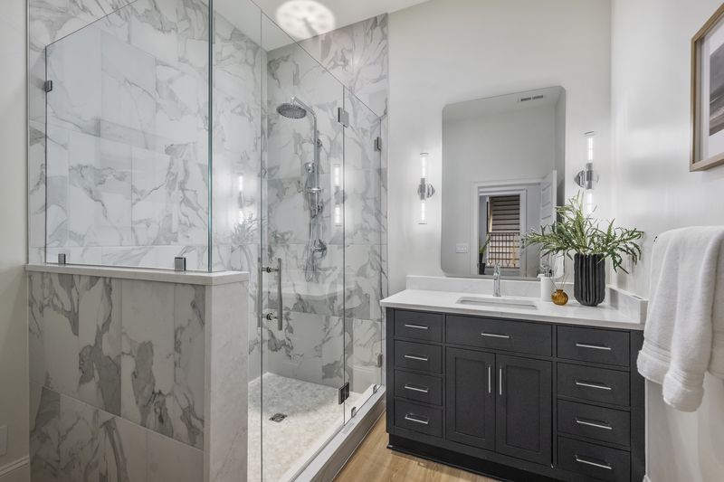Secondary bath with marble shower