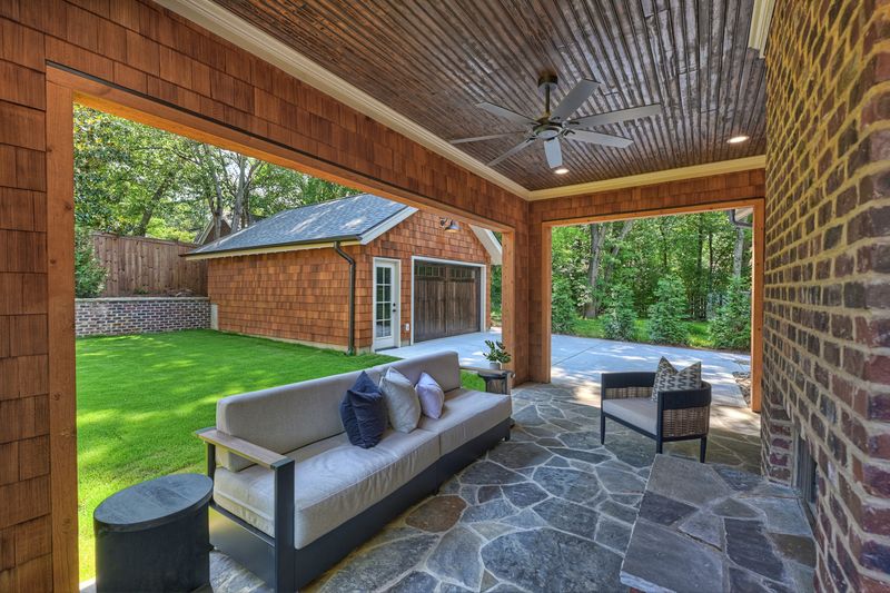 Covered patio looking toward the garage